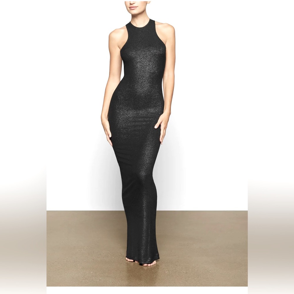 Black Soft Lounge Skims Racerback Dress